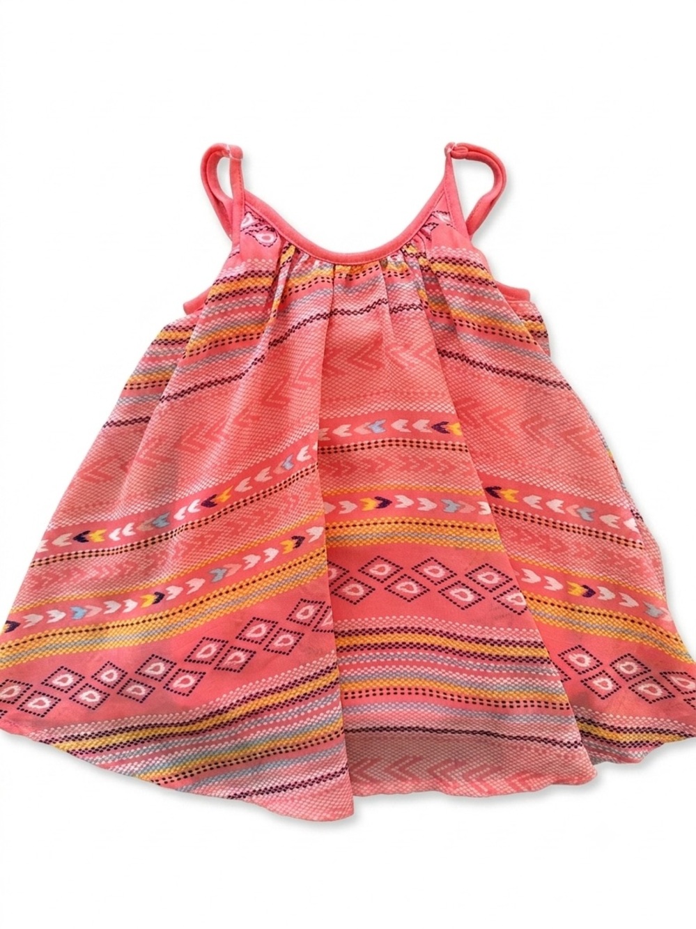 Kidpik Girls Size 4 XXS Pink Geometric Boho Sleeveless Swing Top Tunic